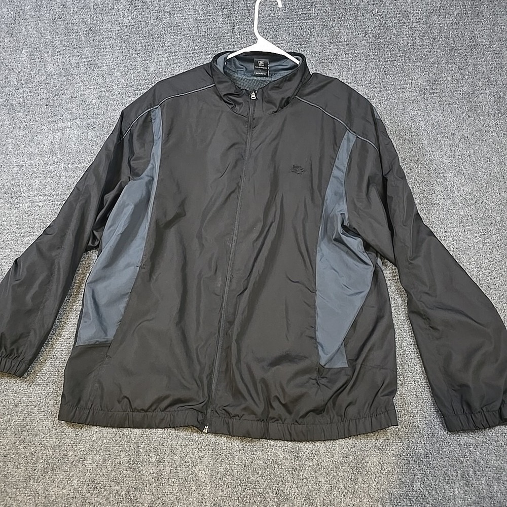 Starter Jacket Mens 2XL (50-52) Black Y2k Full Zip Mesh Lined